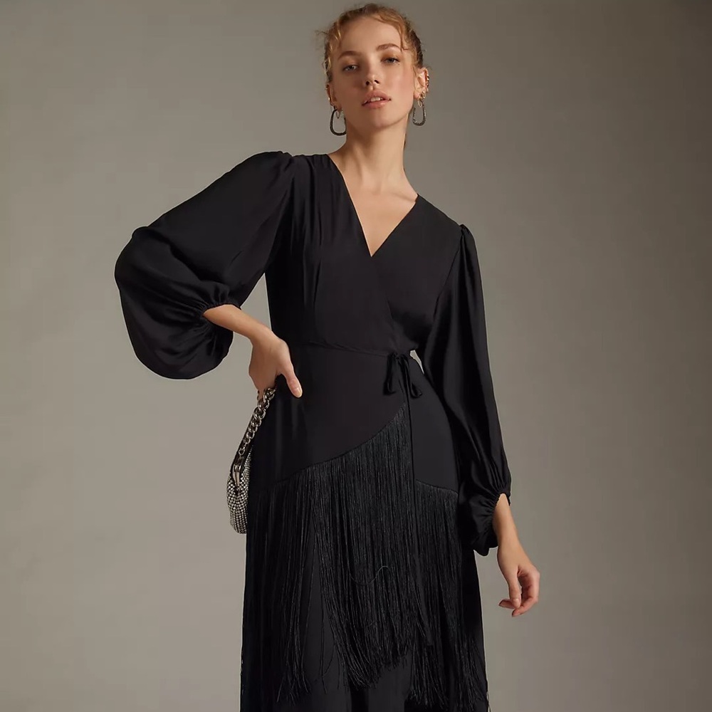 New Anthropologie x Hutch Fringe Wrap Dress